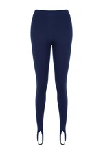 Trendyol Navy Blue High Waist Fuzo Interlock Knitted Leggings