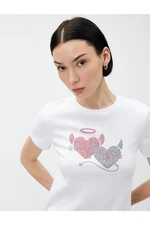 Koton Heart and Stones Crop T-Shirt