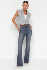 Trendyol Gray High Waist Flare Jeans