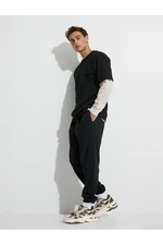 Koton Jogger Sweatpants Zipper Pocket, Lace-Up Waist Stitching Detail.