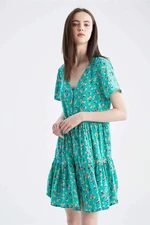 DEFACTO Volan Detailed V-Neck Floral Dress