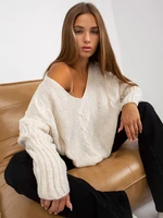 Ecru oversized knitted sweater OCH BELLA