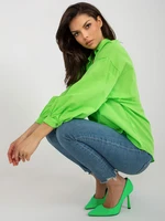 Light green oversize shirt with puffed sleeves