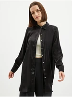 Black Ladies Satin Long Shirt JDY Paris - Ladies