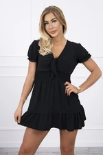 Black dress with a tied V-neck