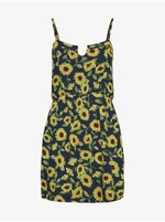 Yellow-Blue Flored Short Dress on Straps Noisy May Sunflower - Women