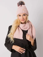 RUE PARIS Light pink set, winter hat and scarf