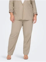 Beige women's linen trousers ONLY CARMAKOMA Caro - Ladies