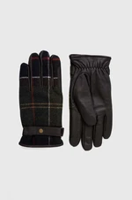 Rukavice z vlněné směsi Barbour Newbrough Tartan Gloves zelená barva, MGL0051