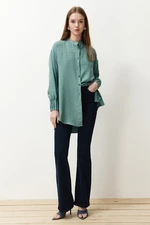 Trendyol Mint Linen Aerobin Oversize Woven Shirt