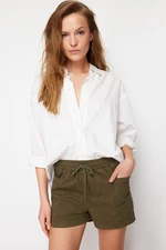 Trendyol Khaki Elastic Waist Cargo Pocket Denim Shorts & Bermuda