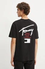 Tričko Tommy Jeans černá barva, s potiskem, DM0DM18529