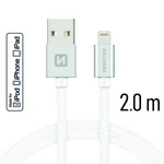 Datový kabel Swissten Textile USB Lightning MFi 2,0 M , silver