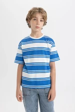 DEFACTO Boy's Oversize Fit Crew Neck Striped Short Sleeve T-Shirt