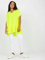 Fluo yellow tunic with V-neck for everyday wear