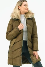 Z6767 DEWBERRY WOMEN'S COAT-KHAKI