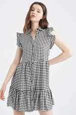 DEFACTO Sleeveless Colour Block Polka Dot Print Mini Dress