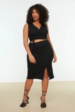 Trendyol Curve Black Slit Detailed Knitted Two Piece Set