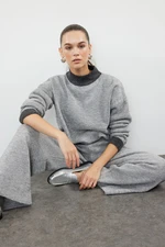 Trendyol Grey Wide Pattern Boucle Yarn Knitwear Bottom-Top Set