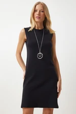 Happiness İstanbul Women's Black Sleeveless Daily Combed Cotton Dress