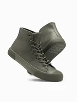 Ombre Men's high-top sneakers with rubber toecap - olive