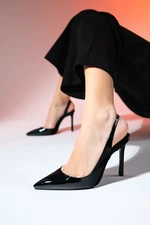 LuviShoes Twine Black Patent Leather Women's Heeled Shoes