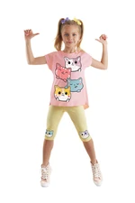 Denokids Cats Girl's Summer Tunic T-shirt Leggings Set