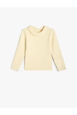 Koton Basic Sweater High Ruffle Collar Buttoned at Back Long Sleeve Ribbed