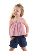 Denokids Baby Girl Kid Pink Summer Muslin Strap Blouse Shorts Set