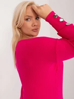 Plus-size fuchsia blouse with long sleeves