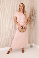 Women's viscose dress with pockets - powder pink