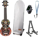 Mahalo Art Series Soprano Ukulele SET Skull Black Ukelele soprano