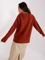 Dark orange women's sweater with pockets