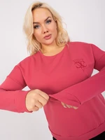 Dark coral blouse plus size with cuffs