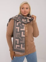 Grey and pink women's scarf with geometric print