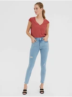 Světle modré skinny fit džíny s potrhaným efektem VERO MODA Soph - Dámské