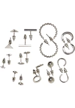 Earrings 10-pack - silver colors