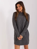 Dark gray knitted dress with handbags