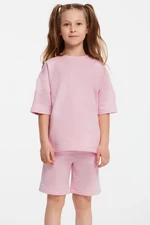 GRIMELANGE Cali Girls' Crew Neck Pink Tracksuit Set