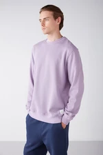 GRIMELANGE Travis Men's Soft Fabric Regular Fit Round Neck Lilac Sweatshir