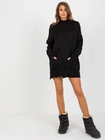 Women's black oversized turtleneck sweater