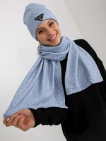 Blue winter set with scarf and hat