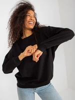 Black women's basic sweatshirt without hood in an oversize cut