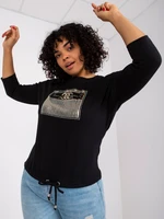 Black plus size blouse for every day made of cotton Rosie