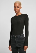 Women's ribbed long-sleeved knit black