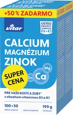 VITAR Calcium + Magnézium + Zinok + vitamíny D3 a K1 150 tabliet