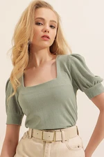 Bigdart 0409 Square Neck Knitted Blouse - Cagla