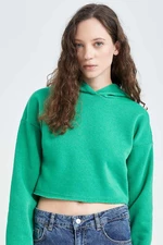 DEFACTO Hooded Basic Crop Basic Sweatshirt