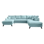 Jasnoniebieska rozkładana sofa w kształcie litery "U" Miuform Charming Charlie, prawostronna