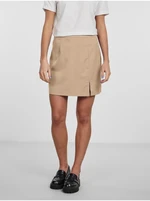 Beige Ladies Mini Skirt with Slit Pieces Thelma - Women